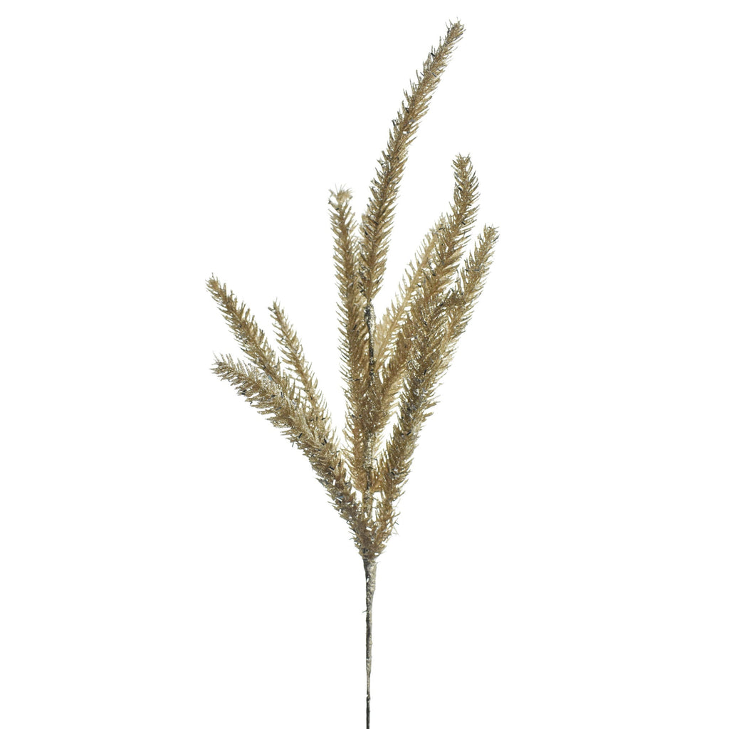 Artificial Glittered Pine Leaf Stem, 22-Inch