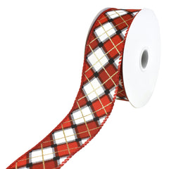 Glitter Christmas Claire Plaid Wired Ribbon, 1-1/2-Inch, 10-Yard