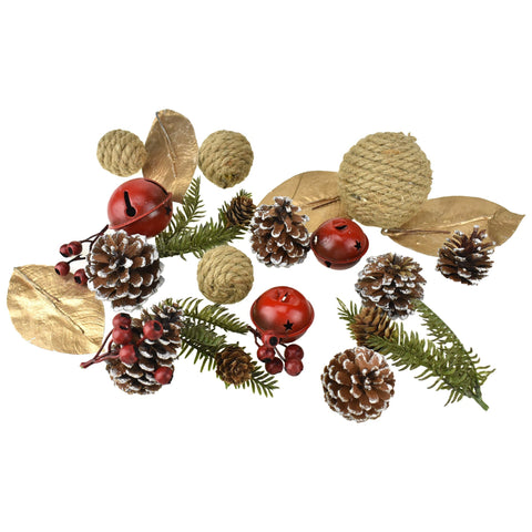 Artificial Berries, Bells, and Pine Cones Assortment, 13-Ounce