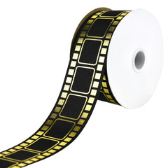 Movie Film Strip Themed Ribbon, 1-3/8-inch, 25-yard