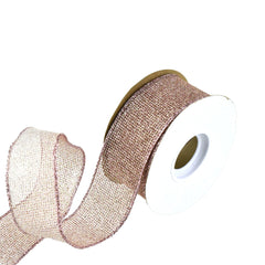 Metallic Micro Mesh Wired Ribbon, 1-1/2-Inch, 10-Yard - Rose Gold