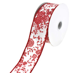 Ombre Elegant Roses Wired Ribbon, 1-1/2-Inch, 10-Yard