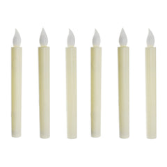 LED Plastic Flickering Taper Candle, White, 8-3/4-Inch, 6-Count