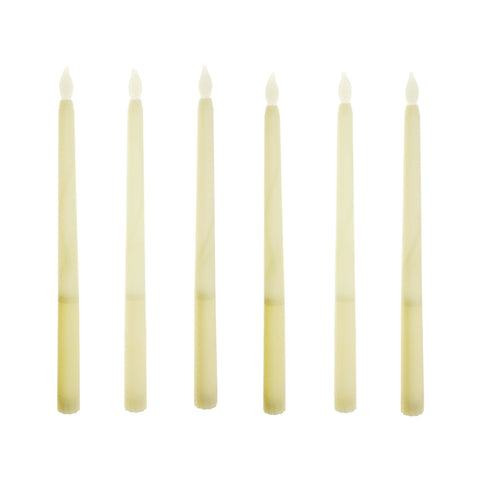 LED Plastic Flickering Taper Candle, Ivory, 11-Inch, 6-Count