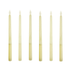 LED Plastic Flickering Taper Candle, Ivory, 11-Inch, 6-Count