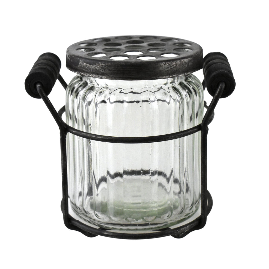 Ribbed Potpourri Glass Jar, 3-3/4-inch