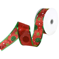 Christmas Lamé Dots Wired Ribbon, 1-1/2-Inch, 10-Yard - Red