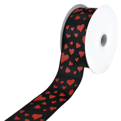 Valentine's Day Printed Hearts Satin Ribbon, 1-1/2-Inch, 25-Yard