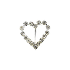 Rhinestone Heart Mini Buckle Accents, 3/4-Inch, 12-Count - Silver