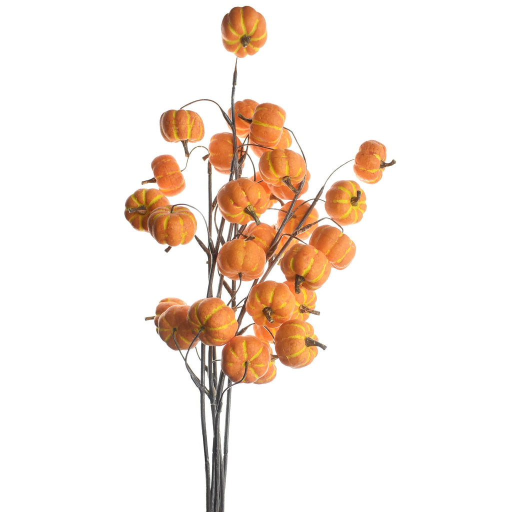 Artificial Autumn Mini Pumpkin Branch Stem, 22-Inch