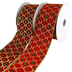 Glittered Jewels Fiesta Velvet Wired Ribbon, 2-1/2-Inch, 10-Yard