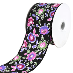 Electric Cartoon Flowers Wired Ribbon, 10-yard