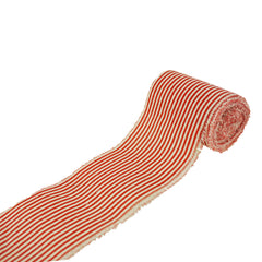 Printed Stripes Fringy Linen Ribbon, 3-Inch, 5-Yard