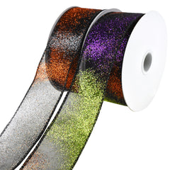 Halloween Glittered Ombre Sheer Wired Ribbon, 1-1/2-Inch, 10-Yard