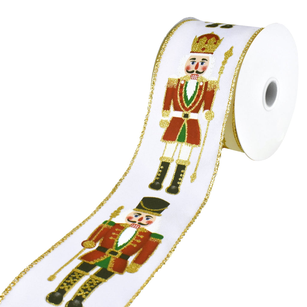 Christmas Nutcracker Guards Wired Ribbon, 2-1/2-Inch, 10-Yard