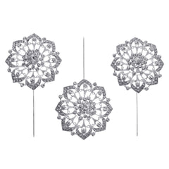 Blooming Flower Rhinestone Pins, 4-1/4-Inch, 3-Count