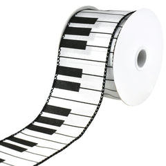 Piano Keys Musical Wired Ribbon, 2-1/2-inch, 10-yard