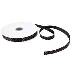 Halloween Polka Dots Grosgrain Ribbon, 3/8-inch, 10-yard
