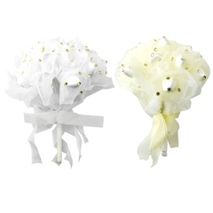 Rhinestone Foam Rosebud Wedding Bouquet, 10-Inch