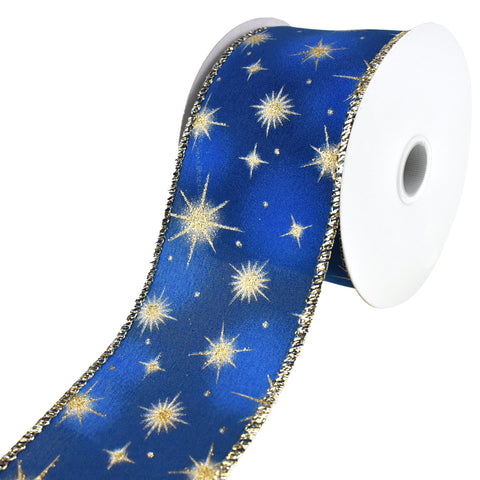 Christmas Night Sky Bright Stars Wired Ribbon, 2-1/2-Inch, 10-Yard