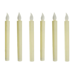 LED Plastic Flickering Taper Candle, Ivory, 8-3/4-Inch, 6-Count