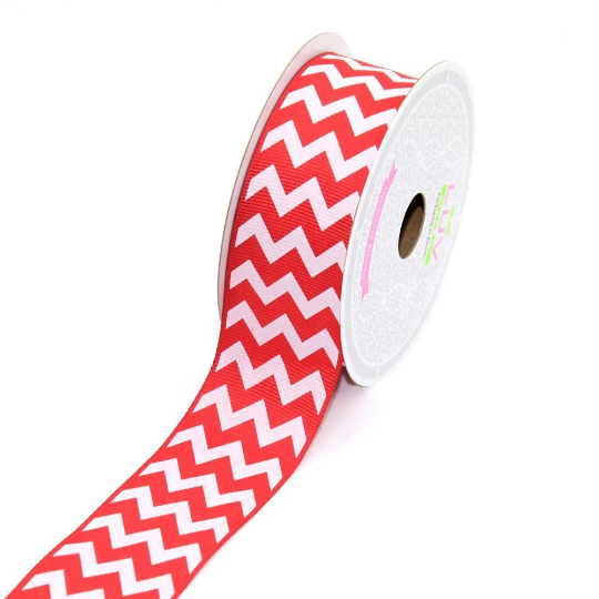 Grosgrain Chevron Ribbon, 1-1/2-inch, 10-yard, Red