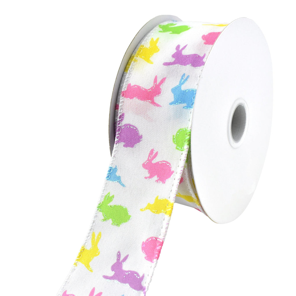 Pastel Bunny Silhouettes Wired Ribbon, 1-1/2-Inch, 10-Yard