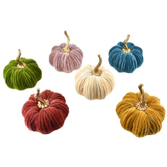 Velvet Pumpkin Centerpiece Decoration, 6-1/2-Inch