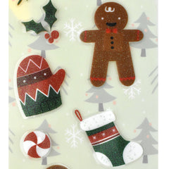 Christmas Gingerbread Man 3D Stickers, 2-1/4-Inch, 13-Piece