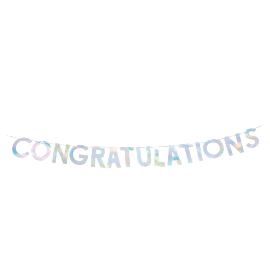 Congratulations Party Banner, 7-Inch - Iridenscent