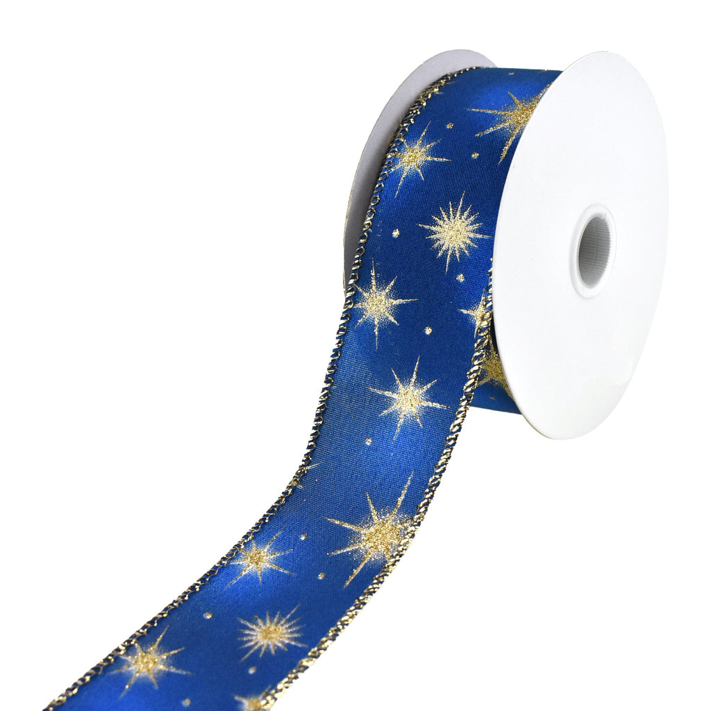 Christmas Night Sky Bright Stars Wired Ribbon, 1-1/2-Inch, 10-Yard