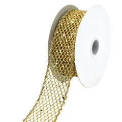 Christmas Dazzling Glitter Chunk Netting Wired Ribbon, 10-yard