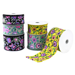 Electric Cartoon Flowers Wired Ribbon, 10-yard