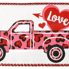 Valentines Cheetah Hearts Truck Wired Ribbon, 2-1/2-Inch, 10-Yard