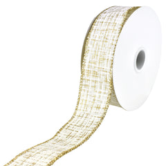 Elegant Striped Texture Faux Linen Wired Ribbon, 10-yard