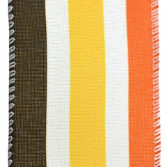 Retro Autumn Stripes Faux Linen Wired Ribbon, 2-1/2-inch, 10-yard