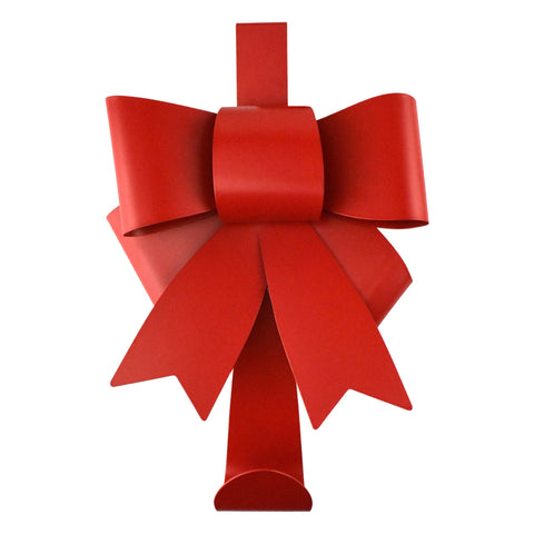 Christmas Bow Wreath Door Hanger, 12-Inch - Red