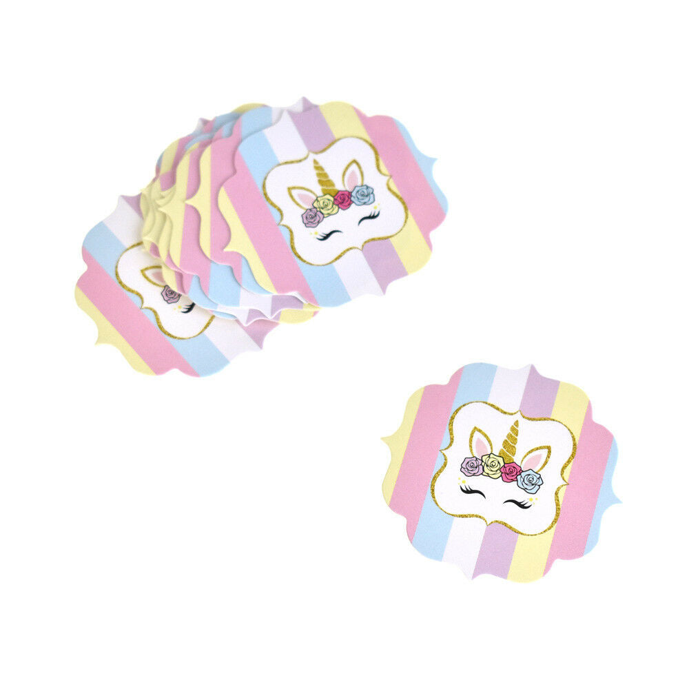 Scalloped Die Cut Pastel Unicorn Paper Tags, 1-3/4-inch, 12-count