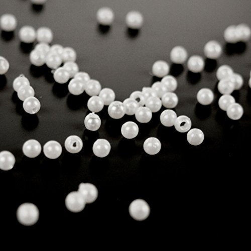 Plastic Pearl Loose Beads, 3mm, 8-Ounce, White