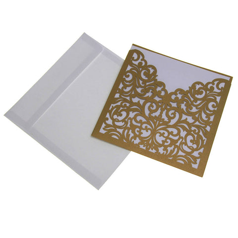 Blank Invitations Laser Cut Design, 5-3/4-inch, 8-count