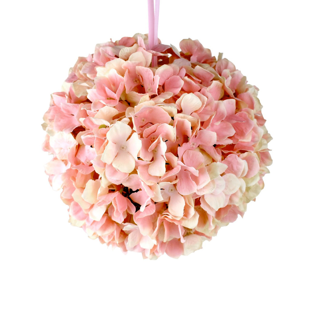 Hanging Hydrangea Flower Ball, 10-inch, Blush