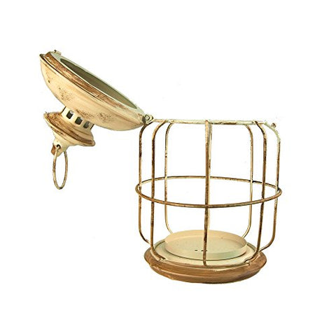 Antique Round Metal Cage Lantern, 14-inch