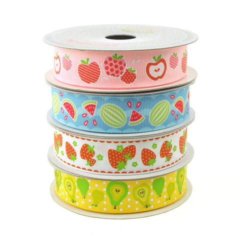 Grosgrain Fruits Printed Ribbon, 7/8-inch, 10-yard