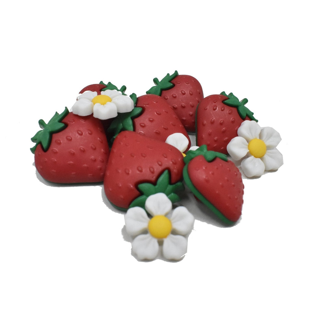Craft Strawberry and Flower Buttons, Red, 10-Piece