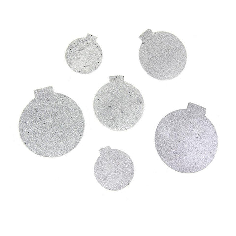 Christmas Styrofoam Round Ornament Cut Out Silver Glitter, 6 Count