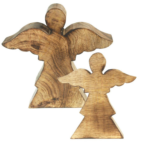 Christmas Flying Angel Wooden Stand, Natural