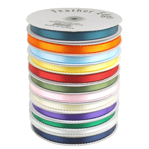 Picot Edge Double Face Satin Ribbon, 3/8-inch, 50-yard