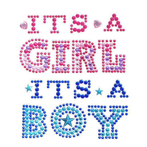 Baby Shower 'It's a Girl/Boy' Rhinestone Stickers, 6-1/4-Inch, 5-Piece