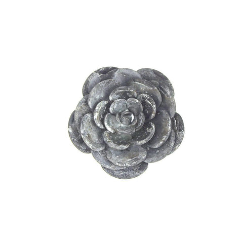 Metal Gray Galvanized Magnetic Garden Rose, 4-Inch
