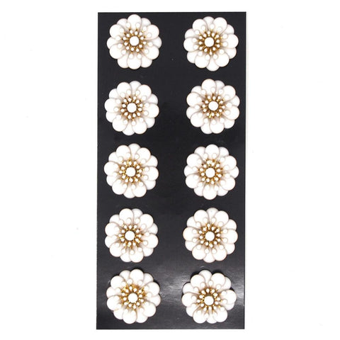 Copper Resin Floral Embellishments, 1.1-Inch, 10-Count - White/Gold